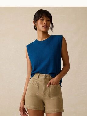 Faherty Sunwashed Slub Muscle Tank - Navy Size M